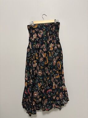Natural Hippie Indie Festival Fairycore Cotton Ruffle Hem Smocked Maxi Dress